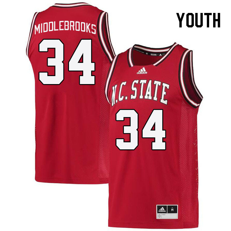 Youth #34 Ben Middlebrooks NC State Wolfpack College Basketball Jerseys Stitched Sale-Retro